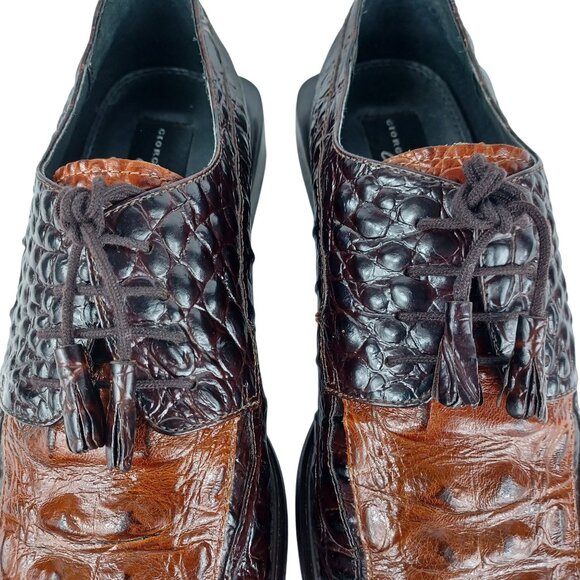 Giorgio Brutini Leather Crocodile Dress Shoe 8.5M Brown Square Toe Classic Style - Picture 5 of 11